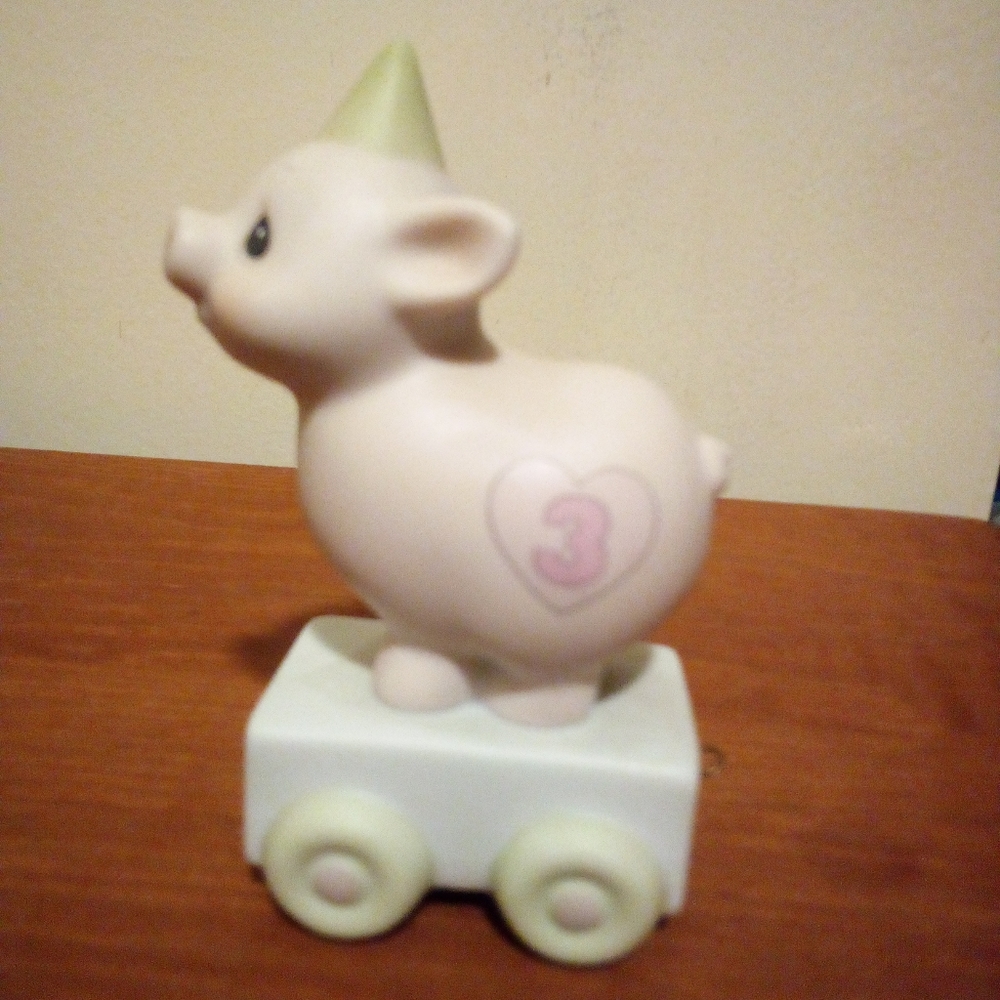 Precious Moments Birthday Train Figurine Piggy 3 Heaven Bless Your Special Day